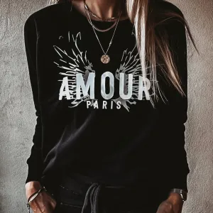 Jet black AMOUR wings sweatshirt