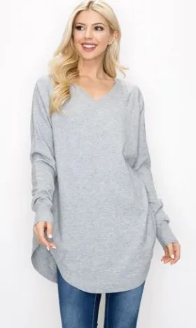 JOH Cashmere Sadie Top Heather Grey