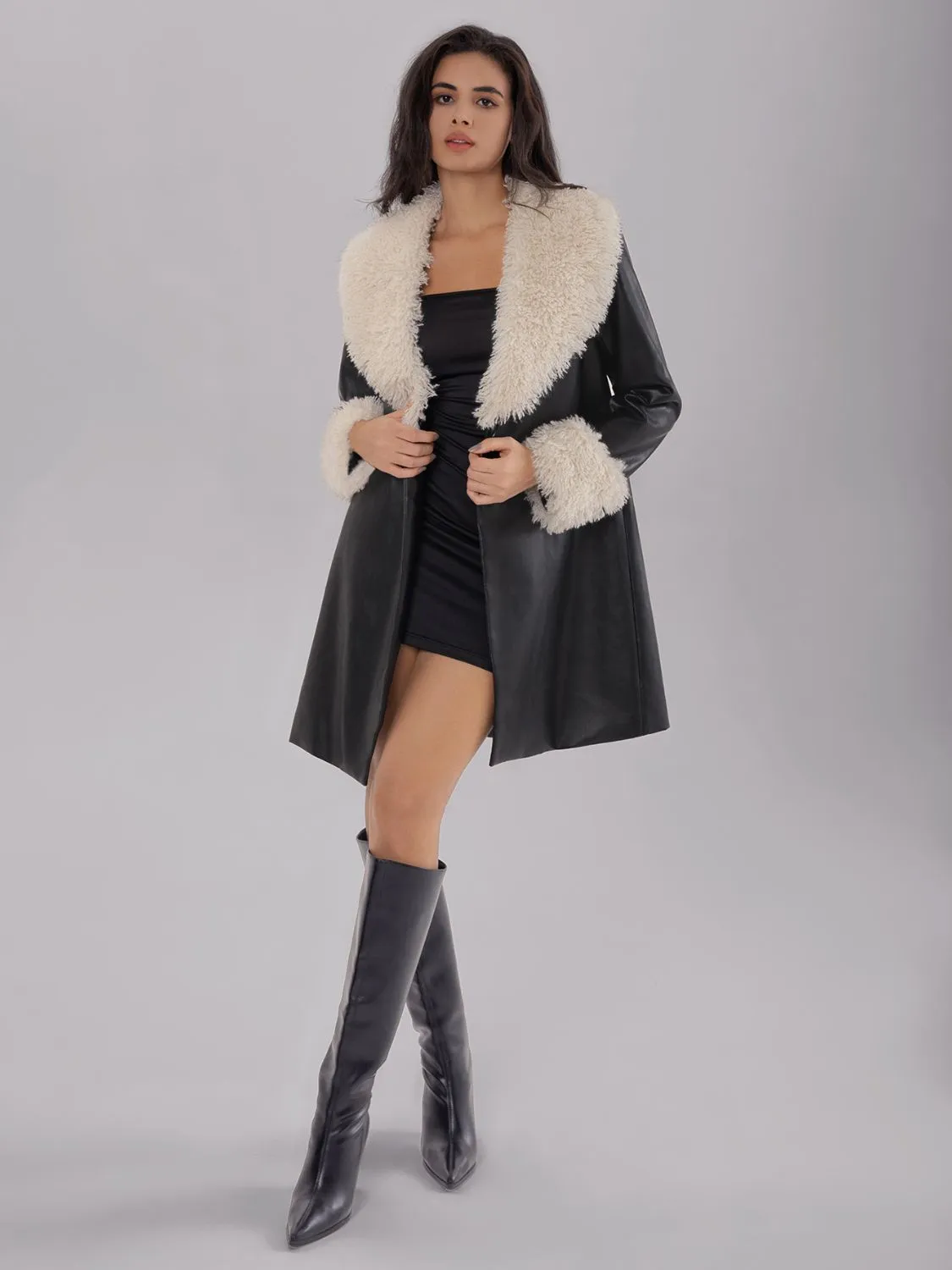 kesley Fuzzy Long Sleeve Longline Coat