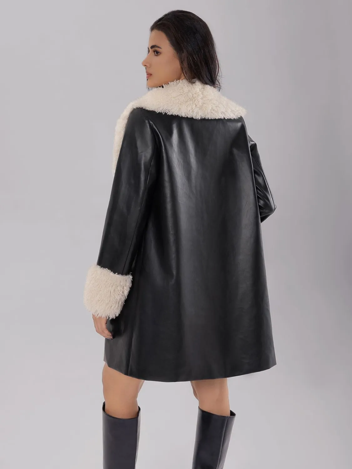 kesley Fuzzy Long Sleeve Longline Coat