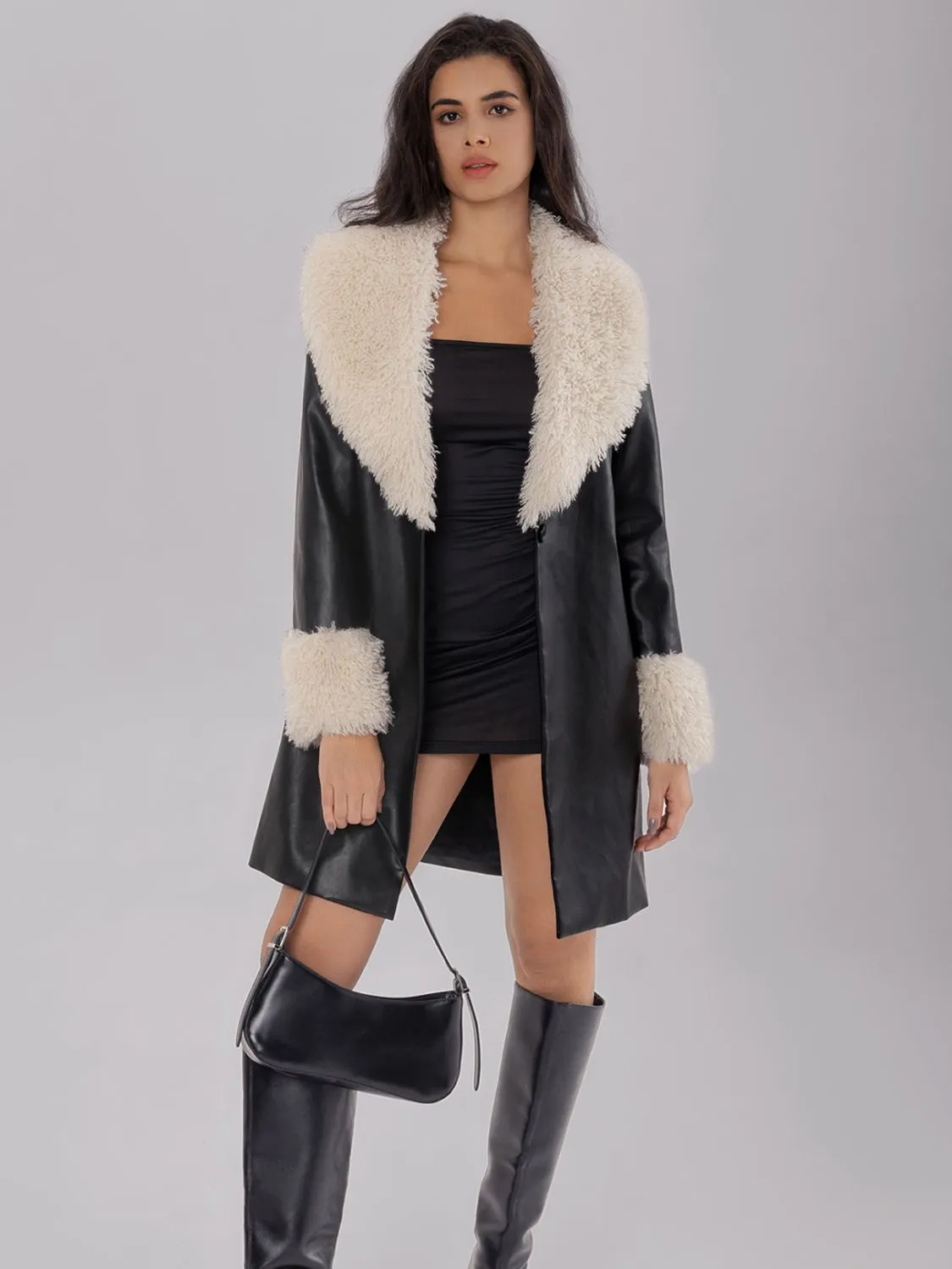 kesley Fuzzy Long Sleeve Longline Coat