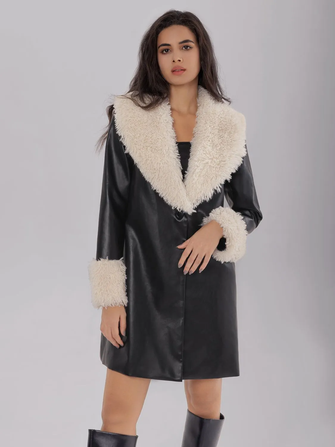 kesley Fuzzy Long Sleeve Longline Coat