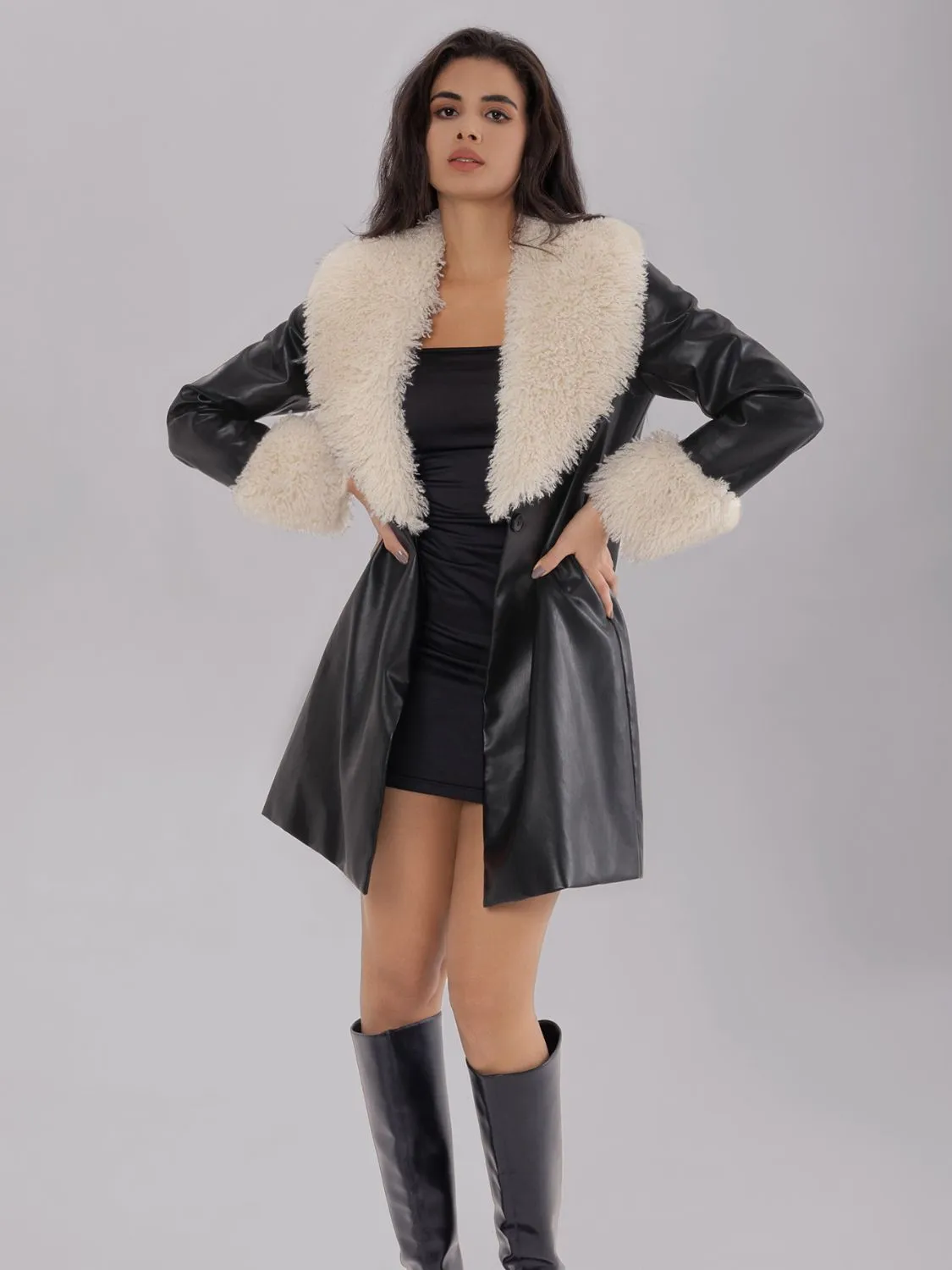 kesley Fuzzy Long Sleeve Longline Coat