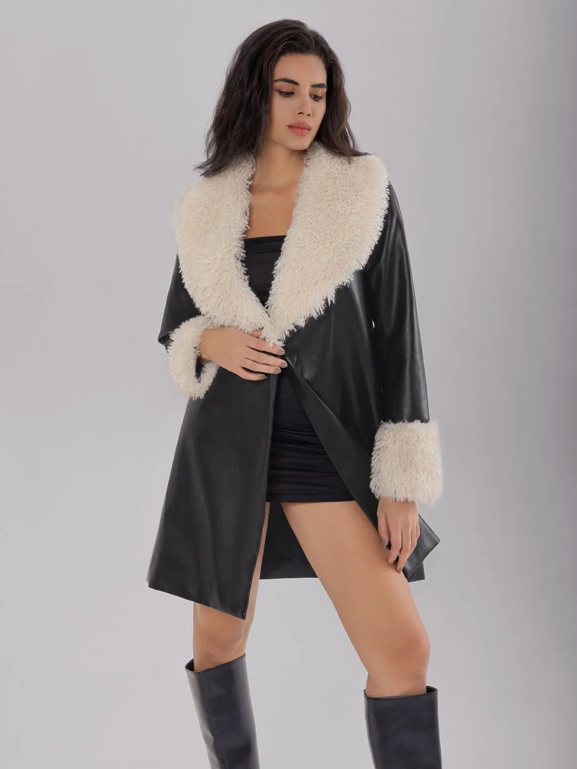 kesley Fuzzy Long Sleeve Longline Coat