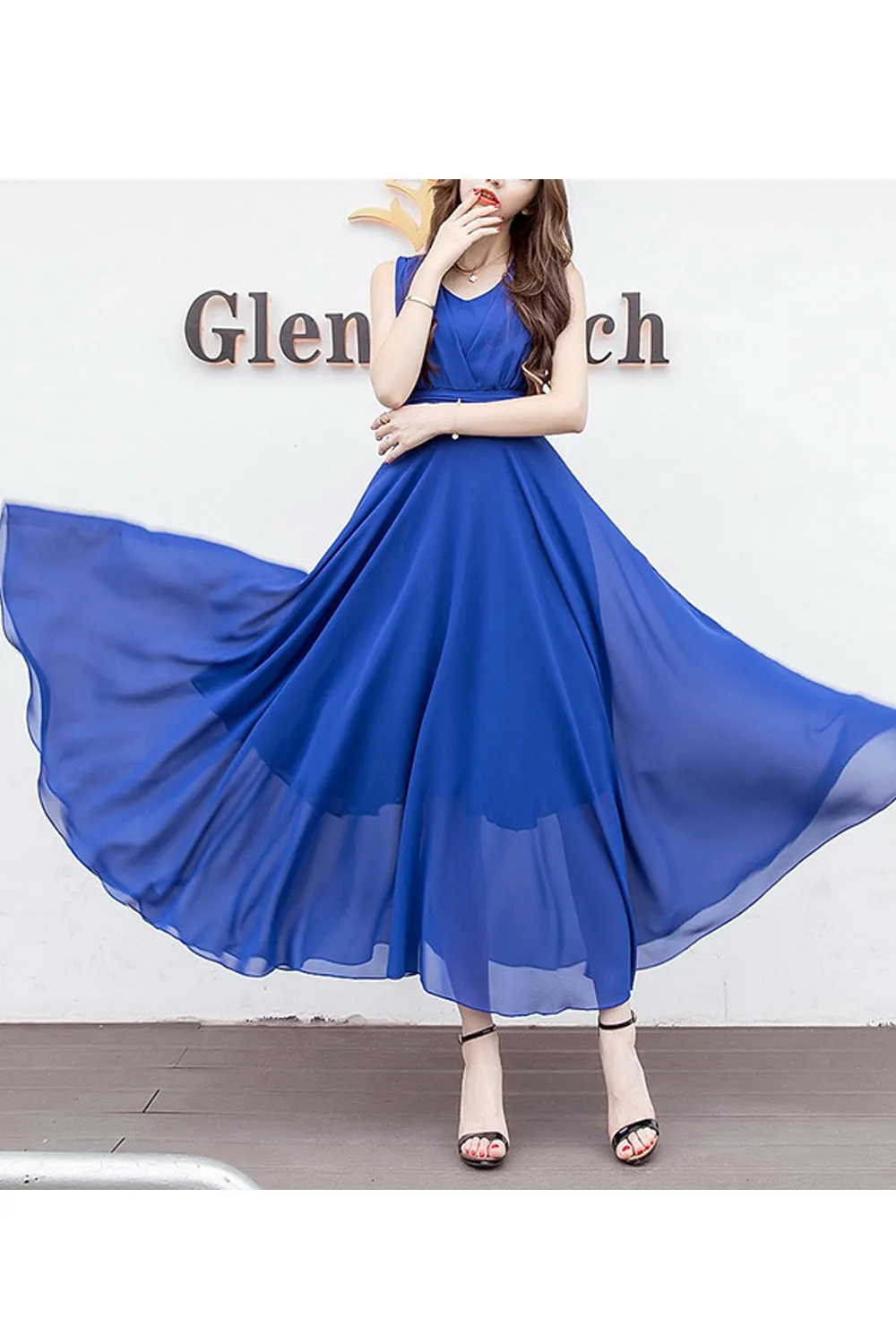 Ketty More Women Chiffon Long Pleated Skirt Gown Dress-KMWD319