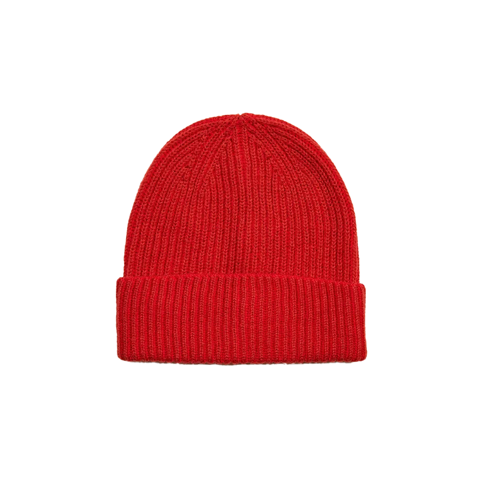 Knitted Merino Beanie - Red