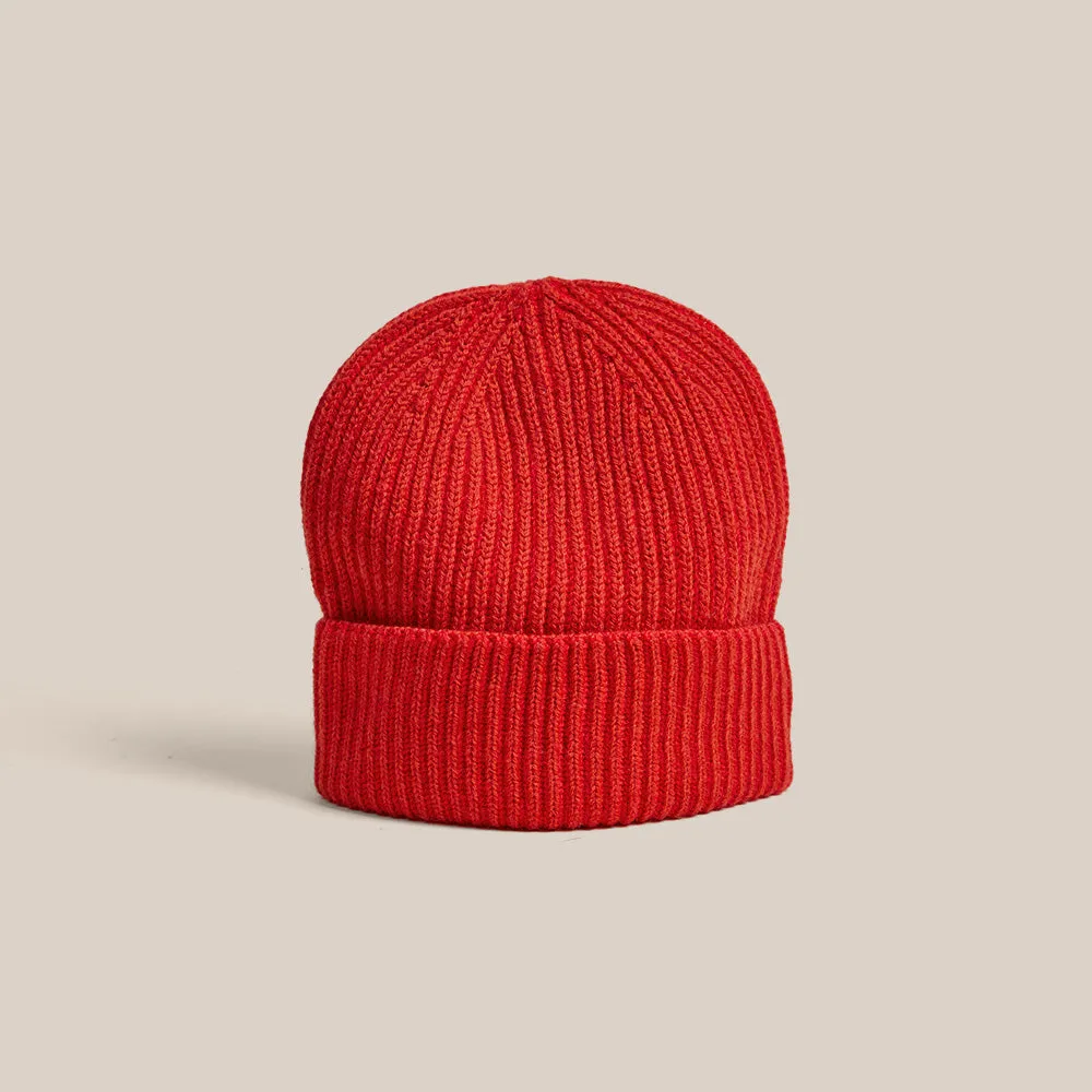 Knitted Merino Beanie - Red