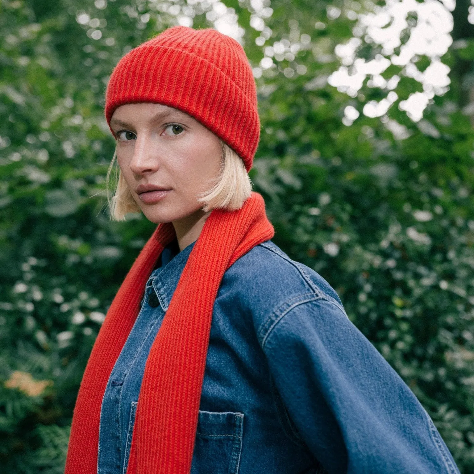 Knitted Merino Beanie - Red