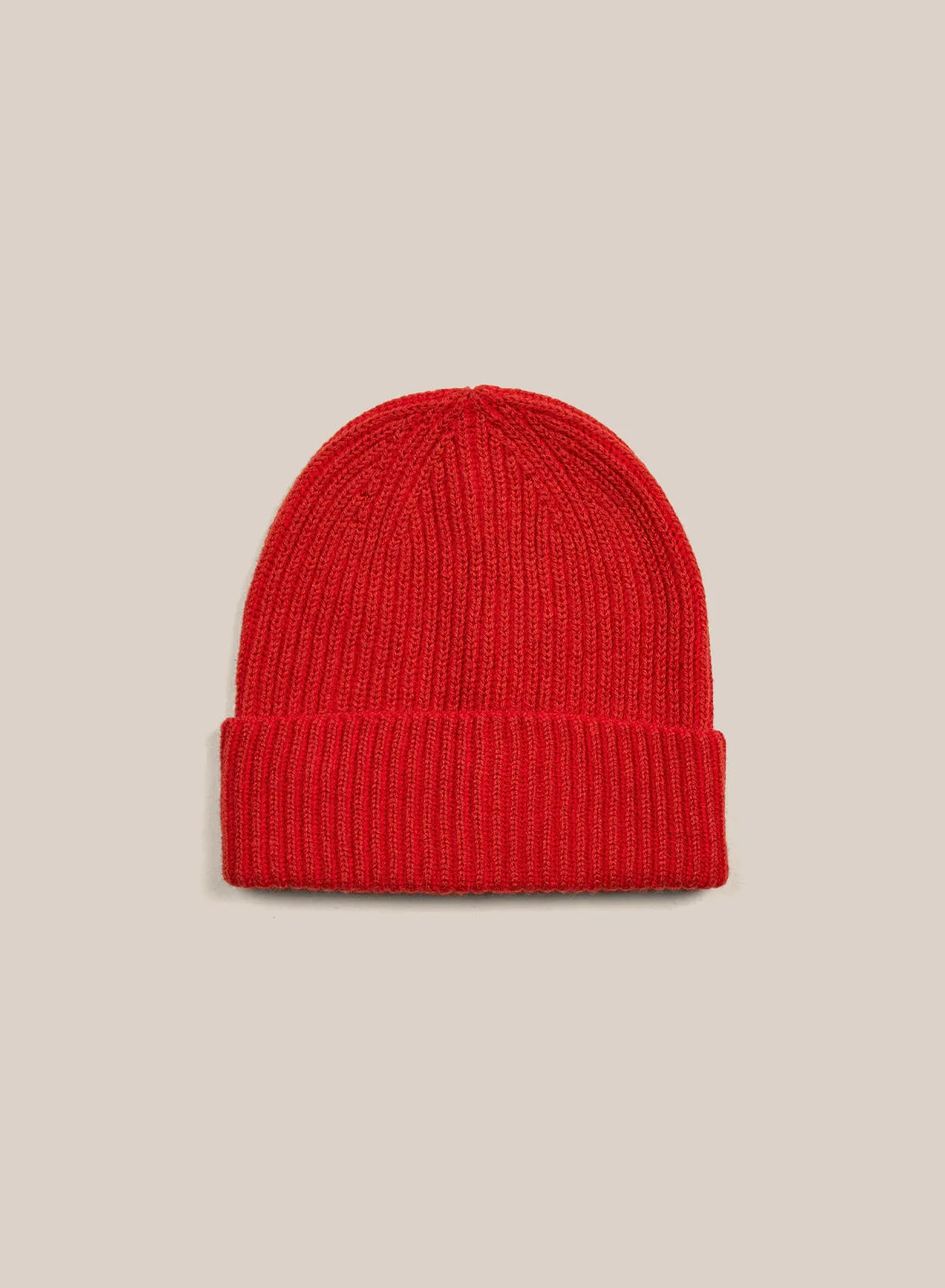 Knitted Merino Beanie - Red