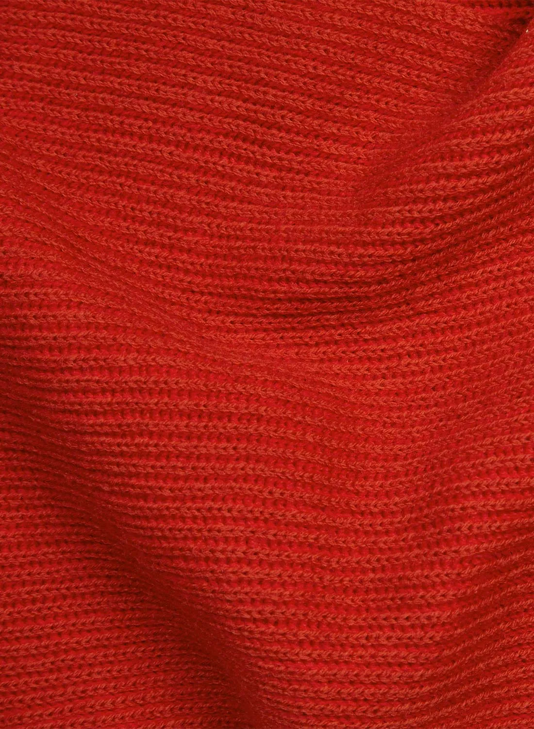 Knitted Merino Scarf - Red