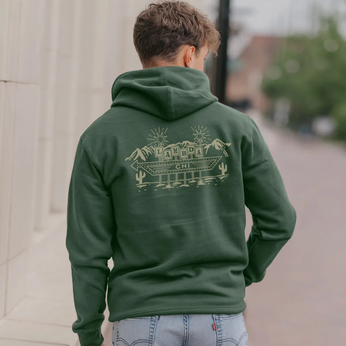 Lambda Chi Western Vintage Motel Hoodie