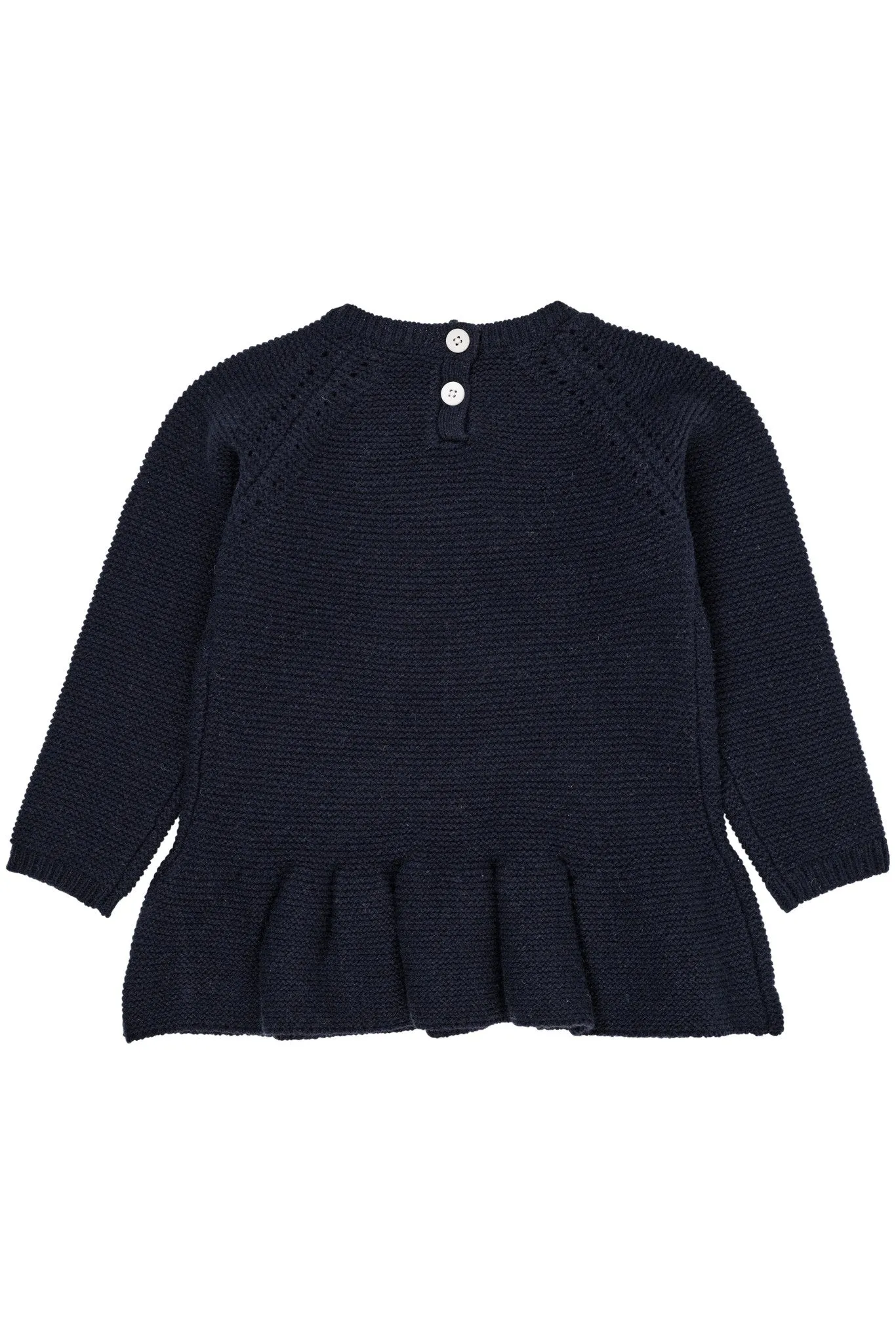 LAMBWOOL BLOUSE W.  FRILL AND BOW EMB - NAVY