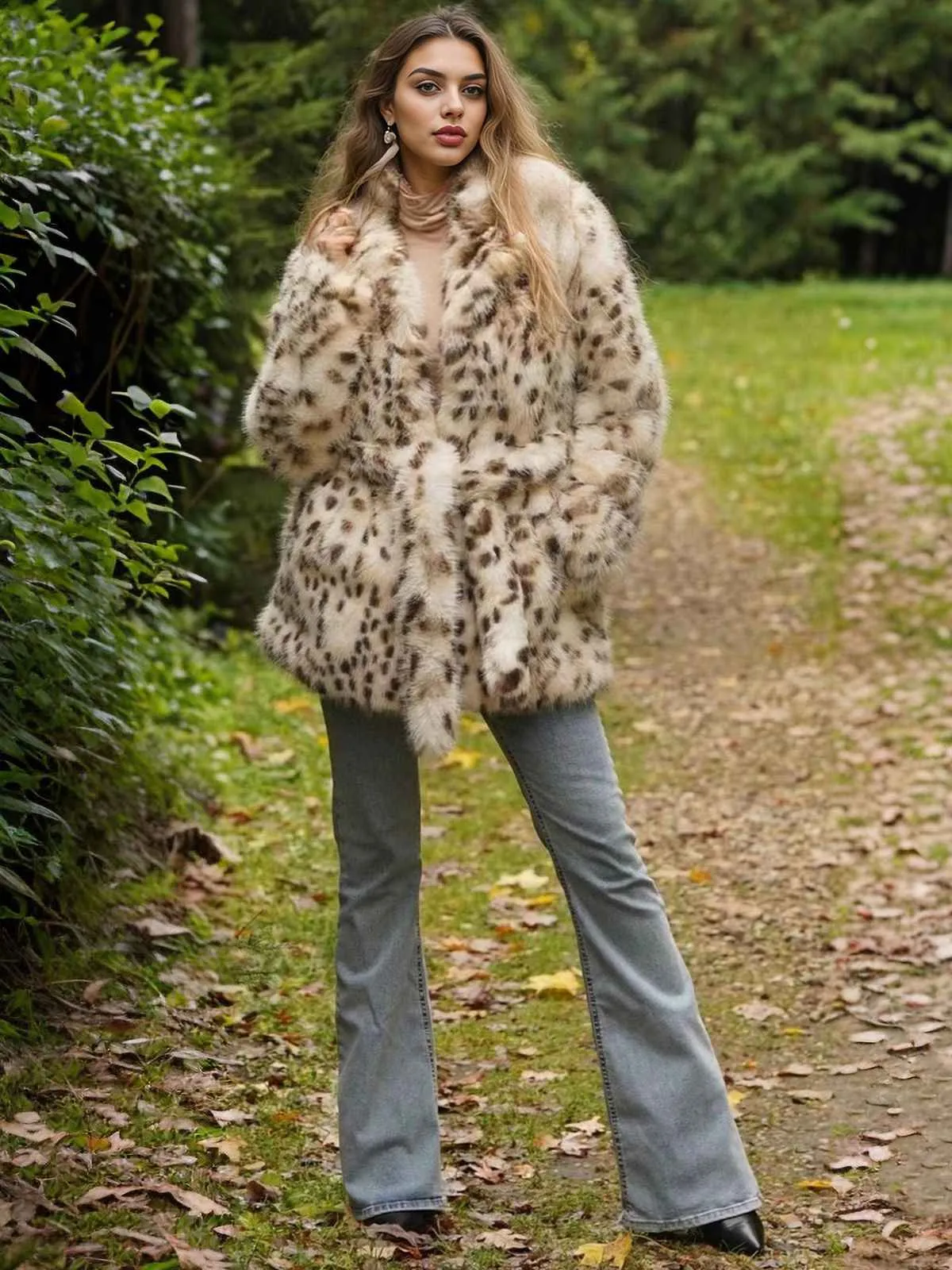 Leopard 1940s Imitation Fur Coat With Belt