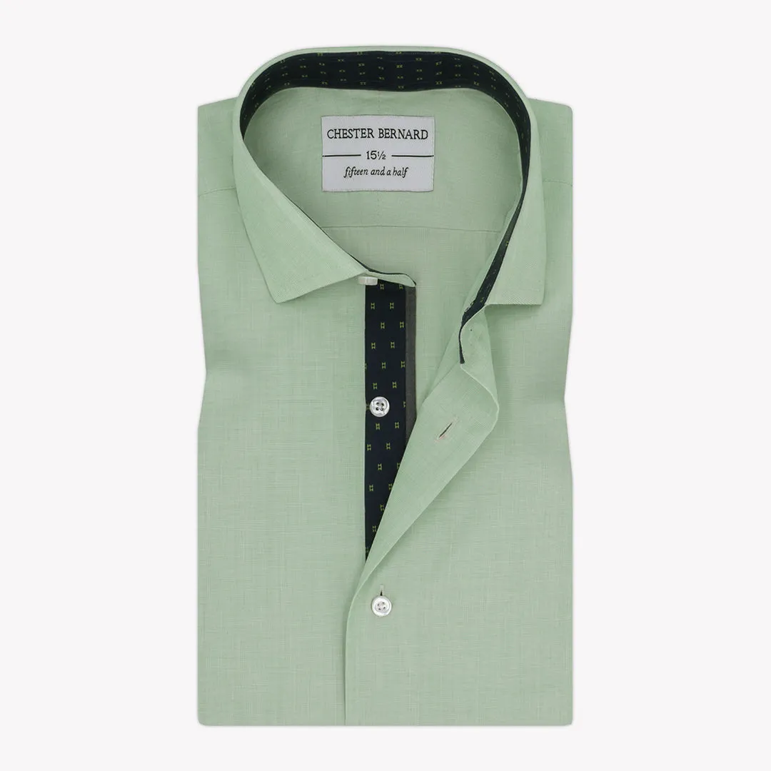 Light Green Casual Shirt with Blue Dots OL-42