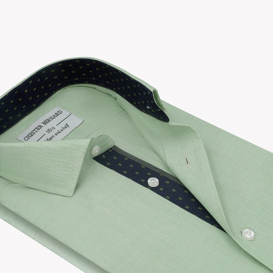 Light Green Casual Shirt with Blue Dots OL-42