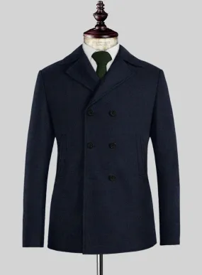 Light Weight Melange Dark Blue Tweed Pea Coat