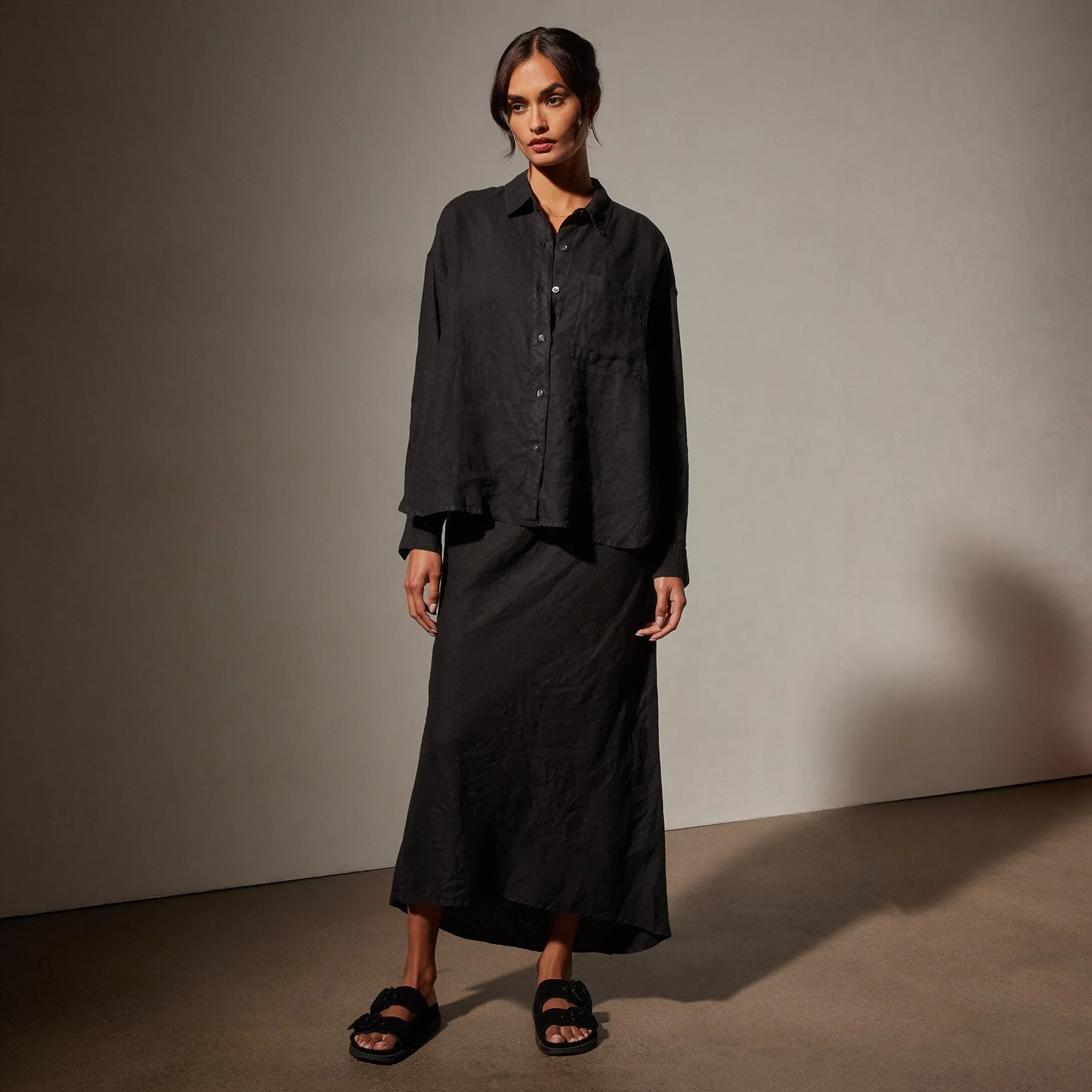 Linen Oversized Shirt - Black