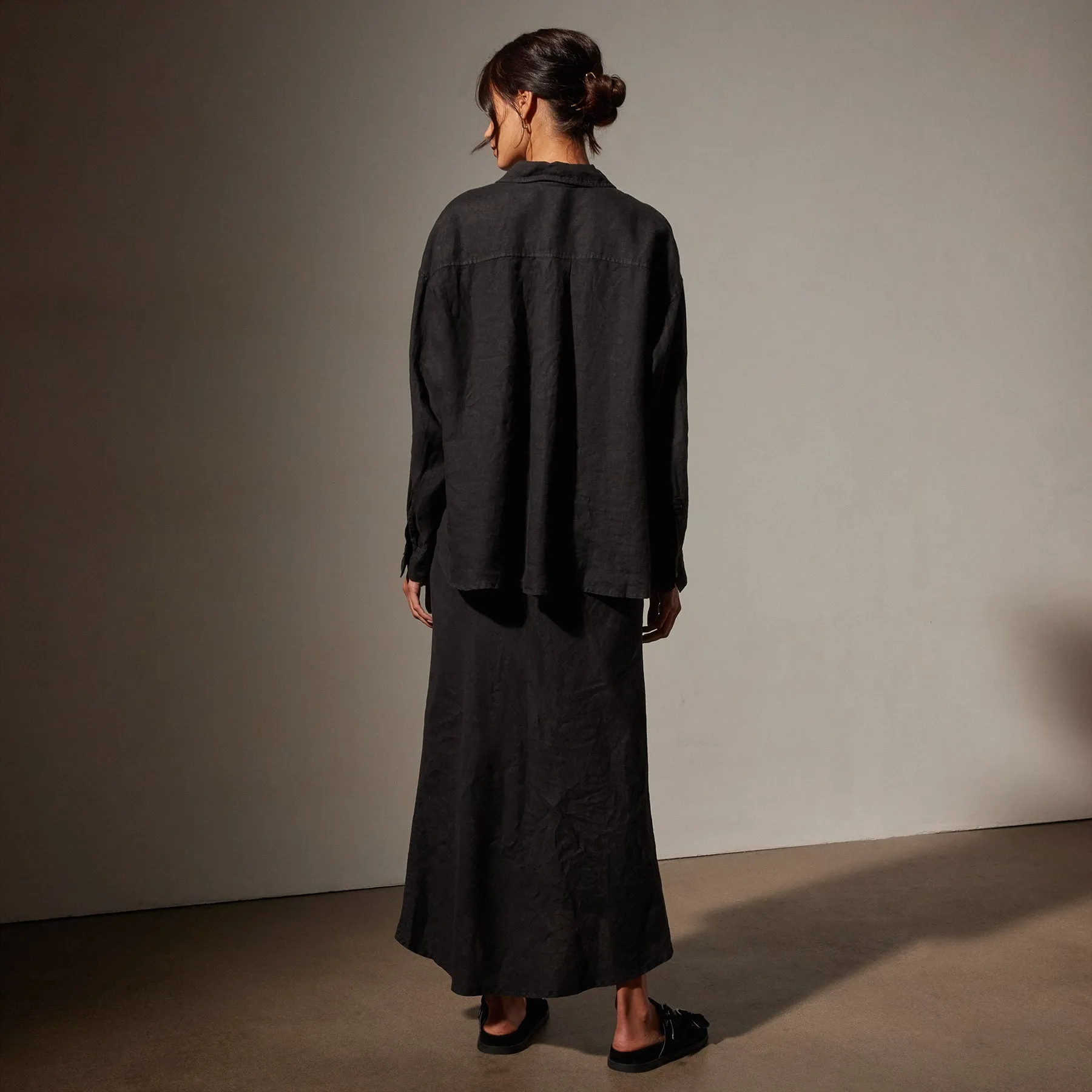 Linen Oversized Shirt - Black