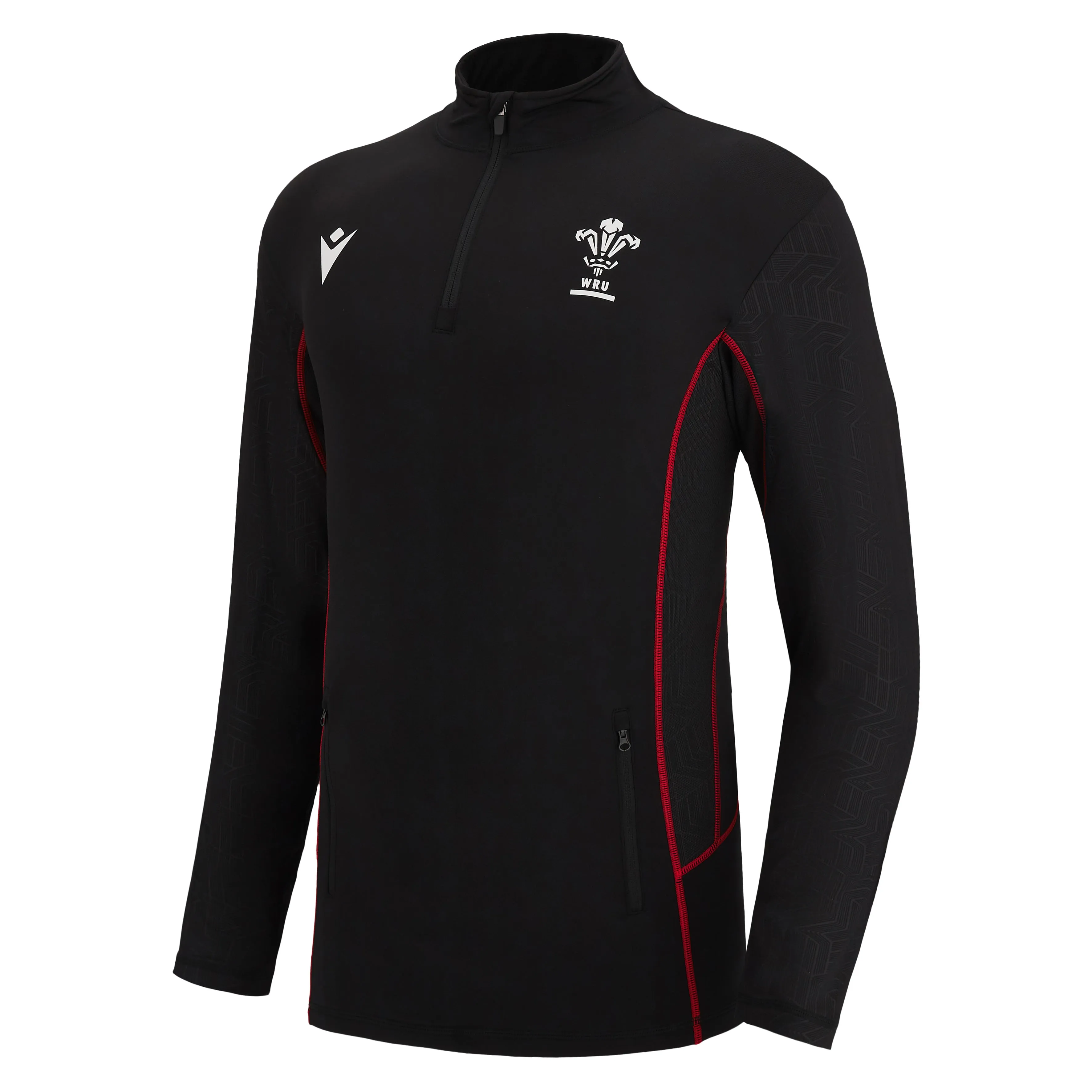 Macron Wales WRU Mens Rugby Travel ¼ Zip Jacket