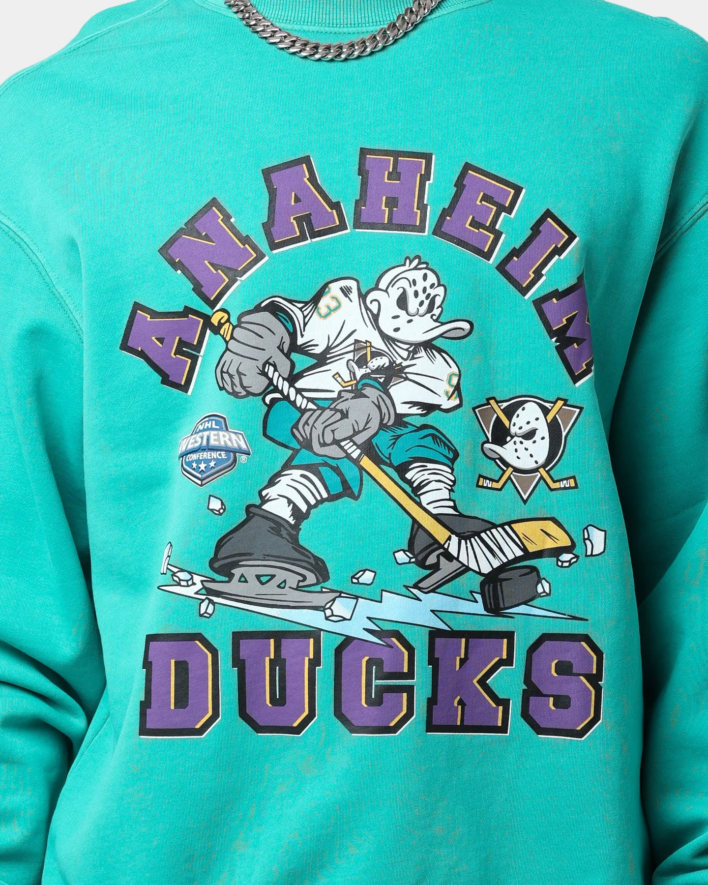 Majestic Athletic Anaheim Ducks Ice Player Crewneck Teal