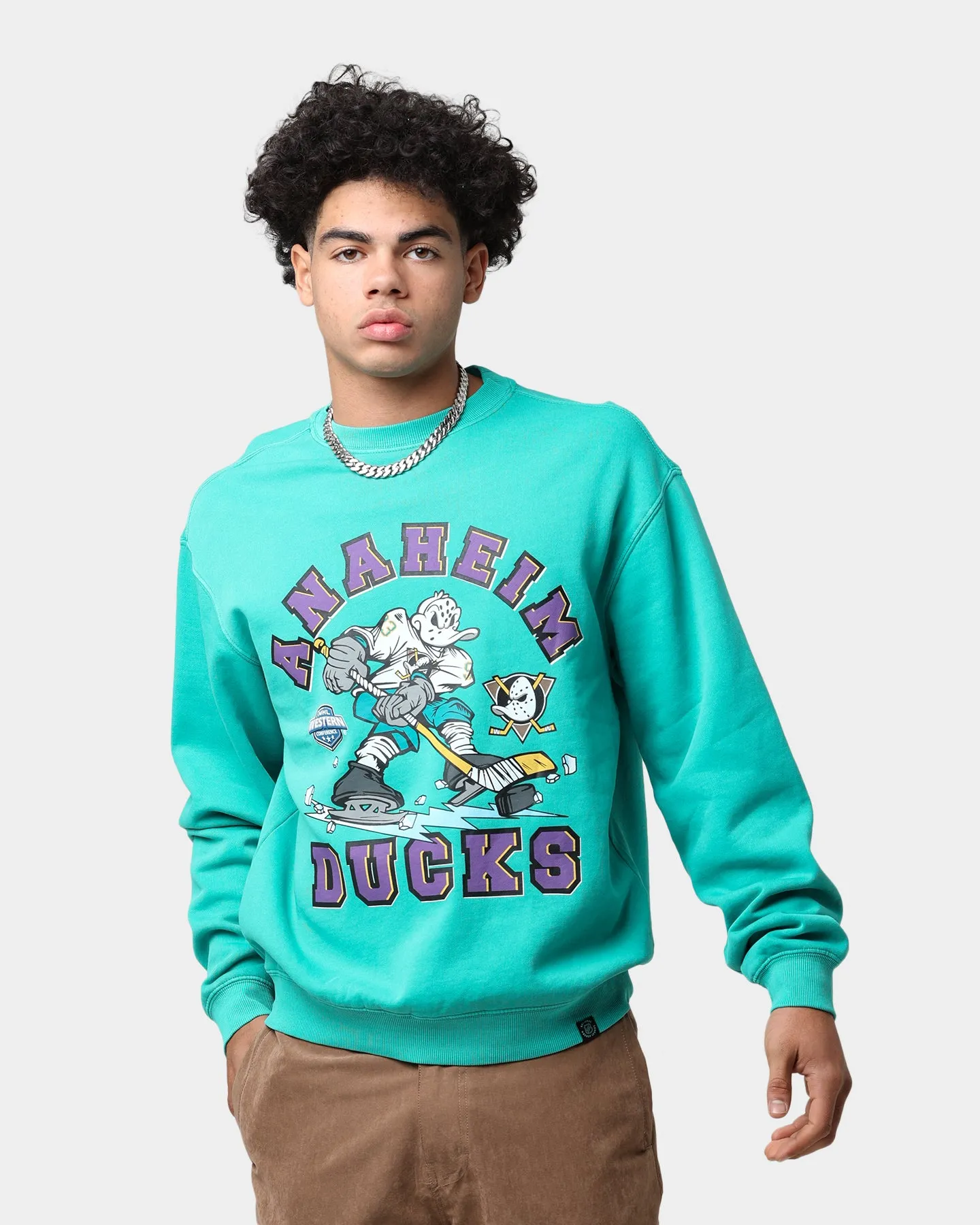 Majestic Athletic Anaheim Ducks Ice Player Crewneck Teal