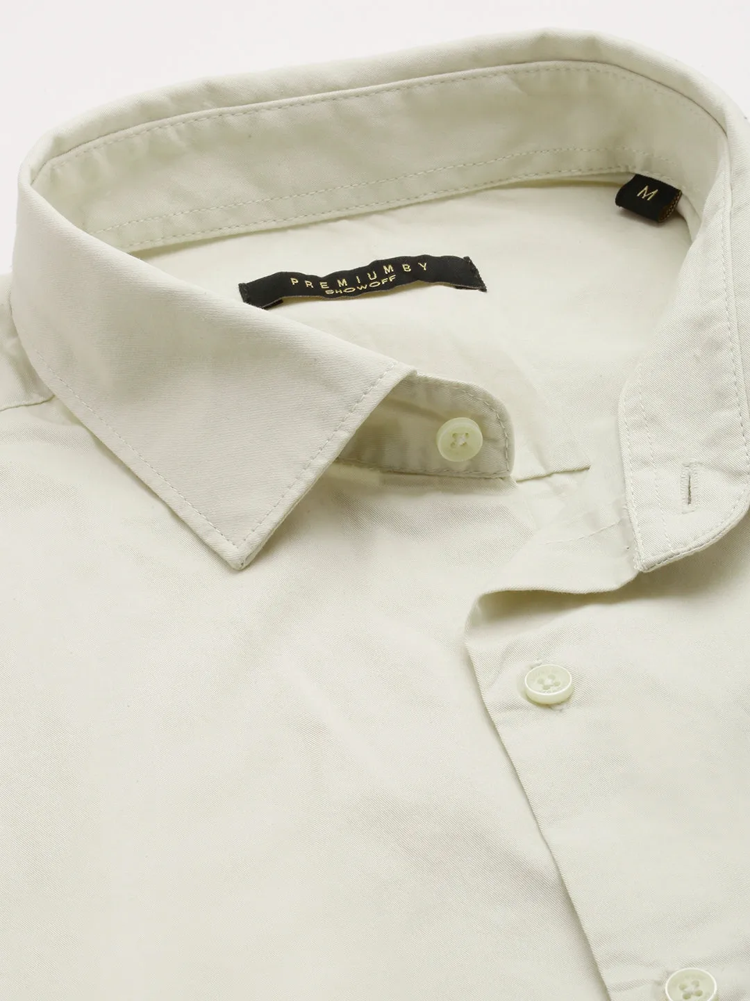 Men Beige Solid Casual Shirt