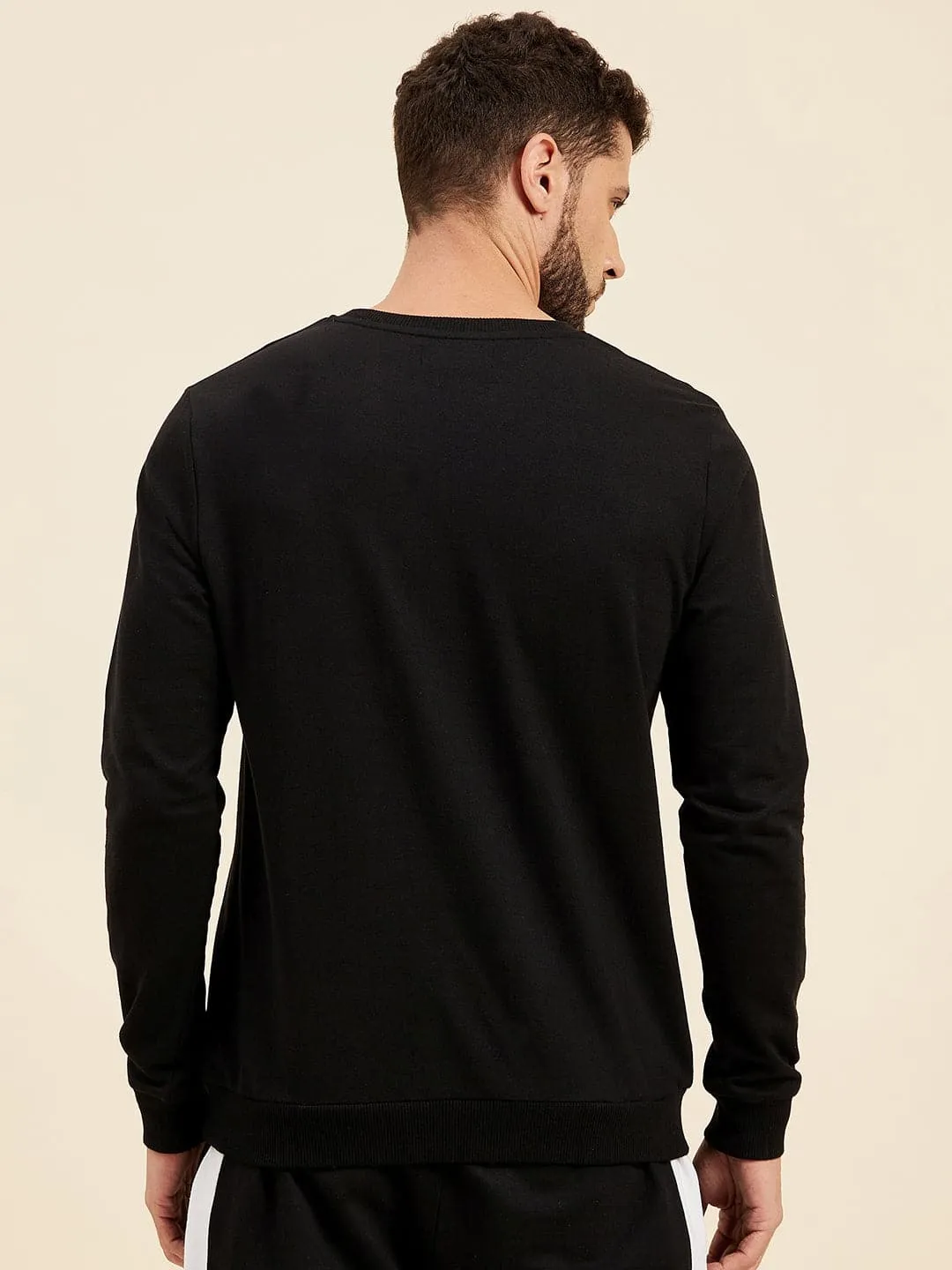 Men Black Foil Print Sweatshirt