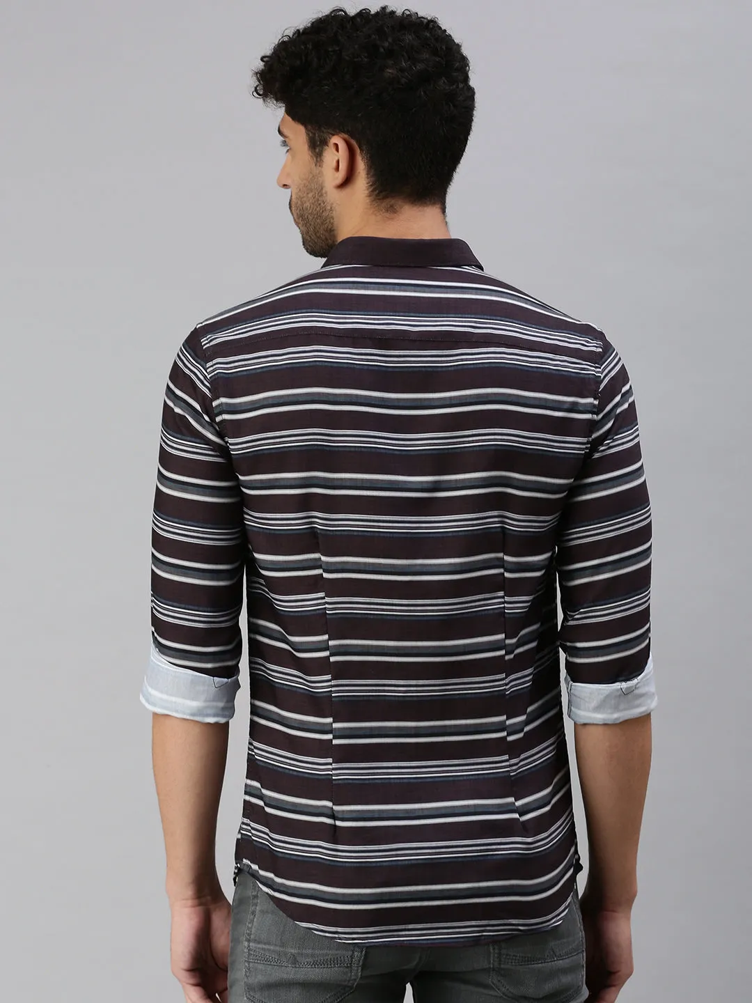 Men Black Striped Casual Shirt