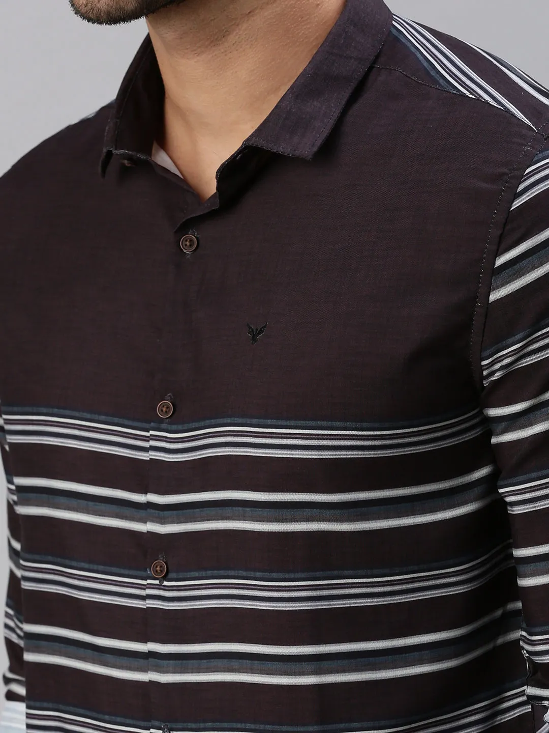 Men Black Striped Casual Shirt