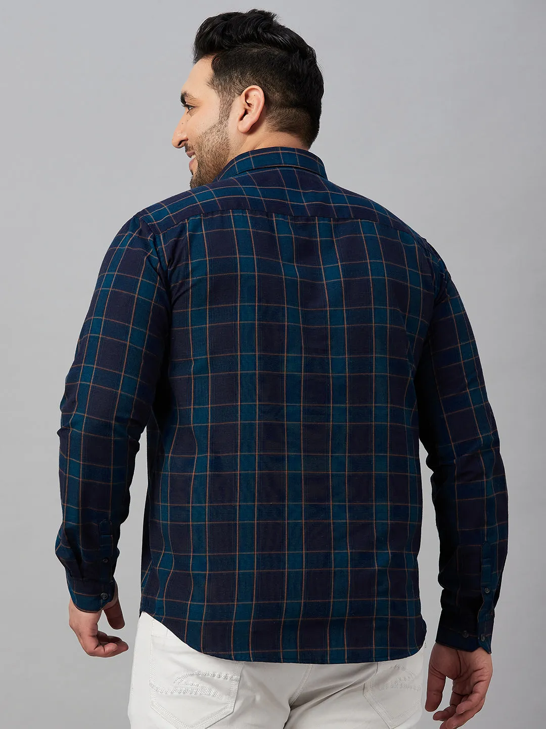 Men Checked Teal Comfort Shirt