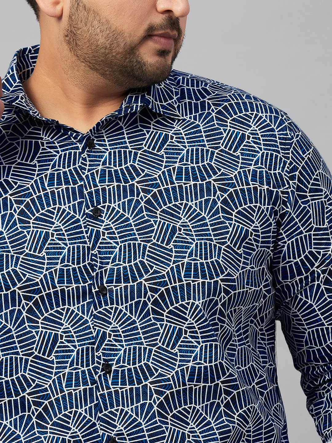 Men Printed Blue Comfort Shirt