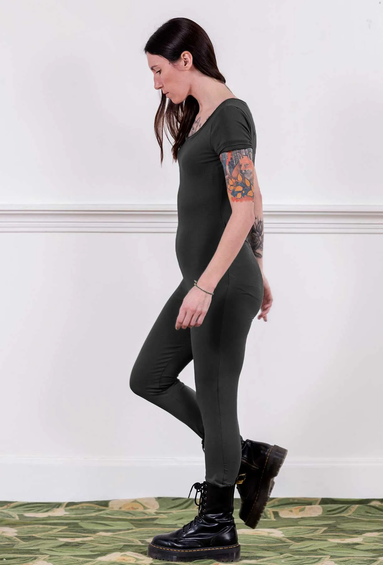 MoonEaze™ Black French Terry Soy Modal Women's One Piece Thermals