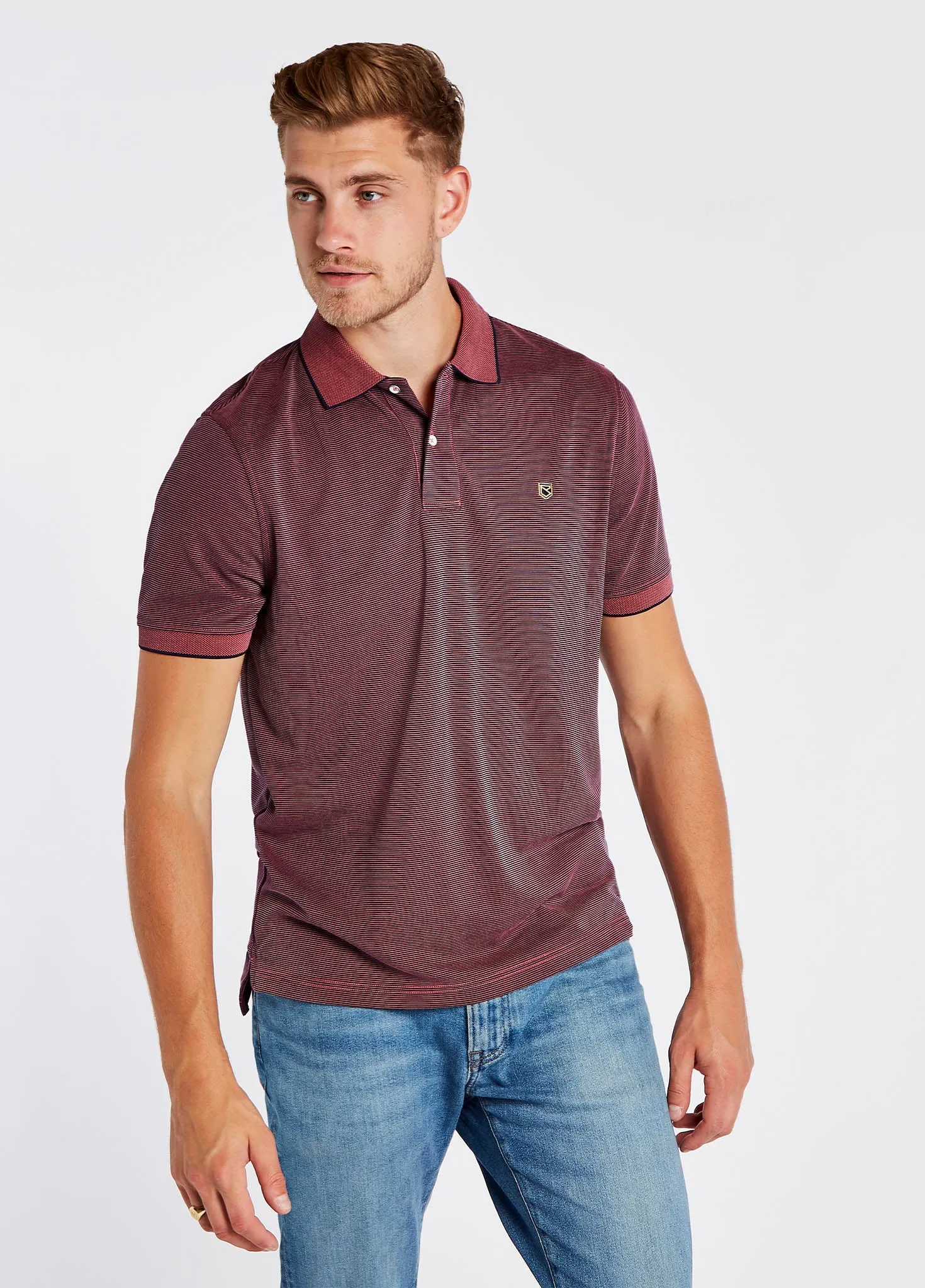 Mullaghmore Striped Polo - Ruby