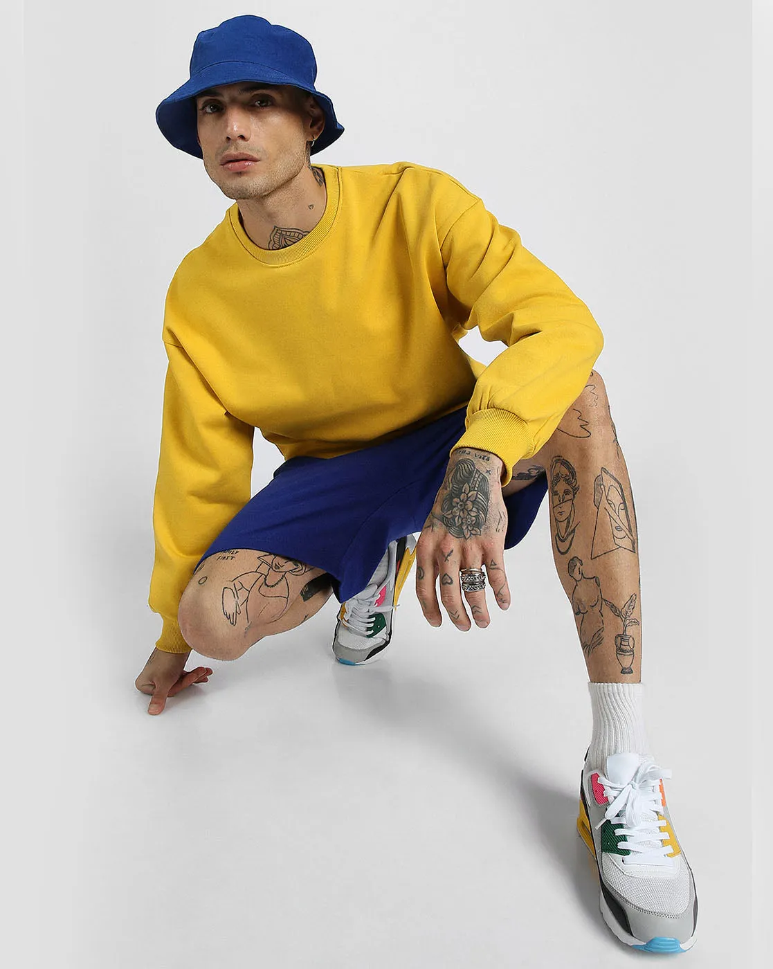 Mustard Solid Oversized Sweatshirt