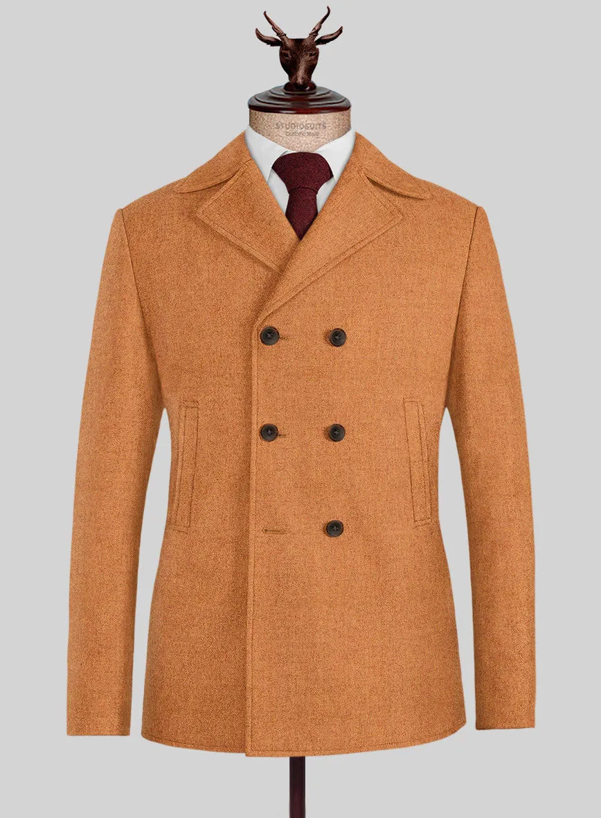 Naples Cocktail Orange Tweed Pea Coat