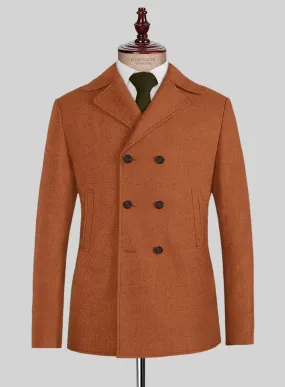 Naples Maitai Orange Tweed Pea Coat