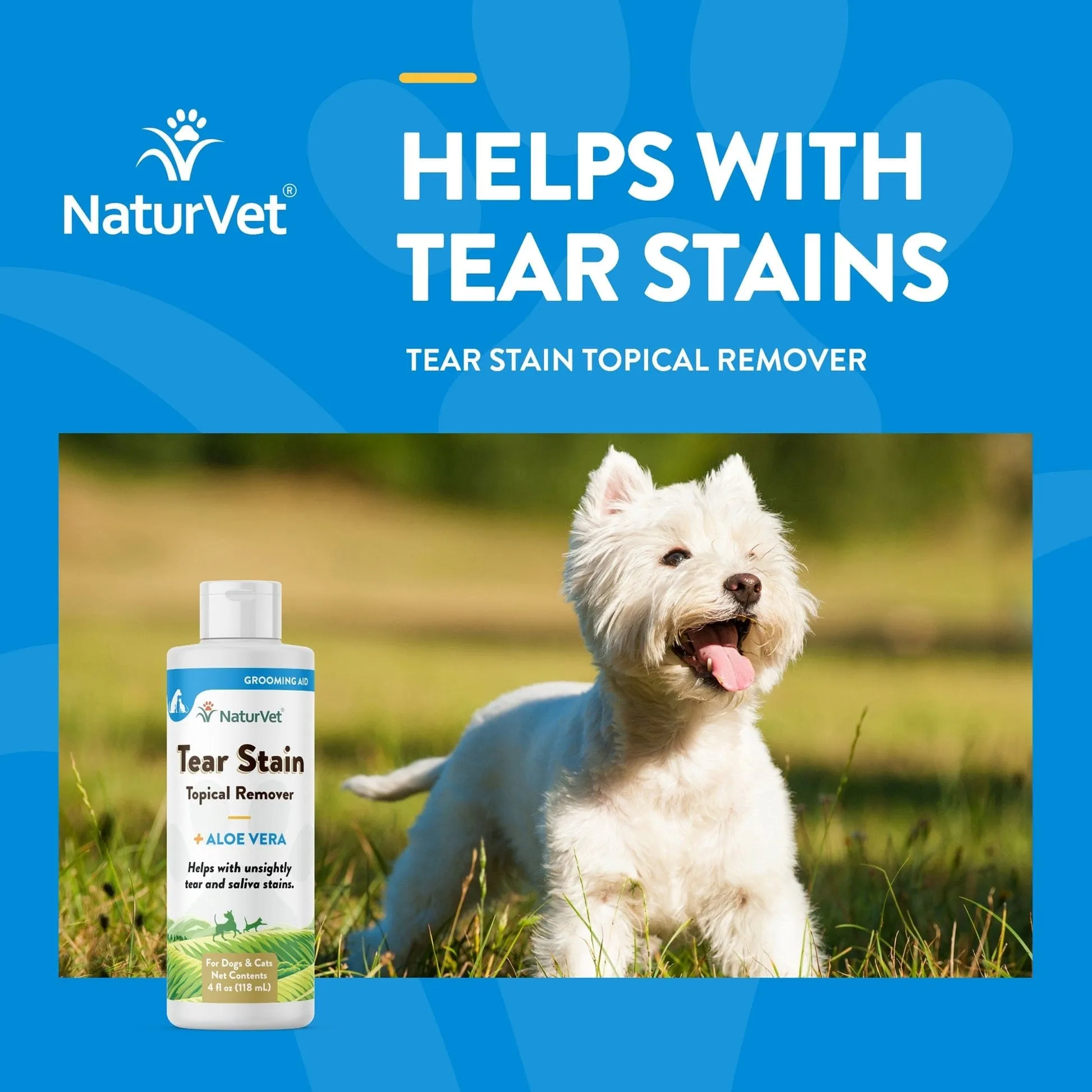 NaturVet Topical Tear Stain Remover with Aloe For Dogs & Cats