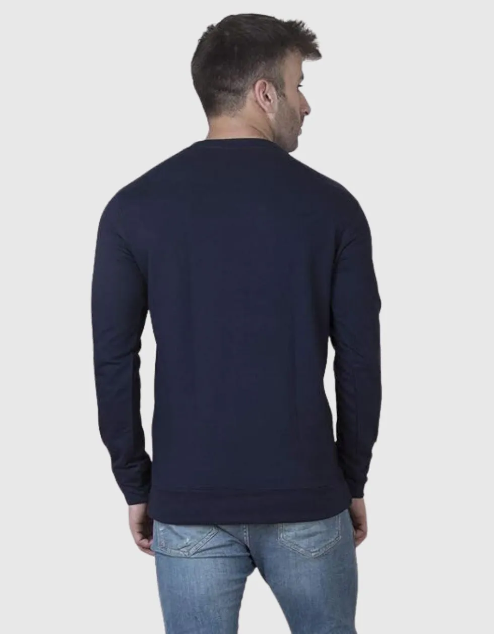 Navy Solid Regular Fit Sweatshirt