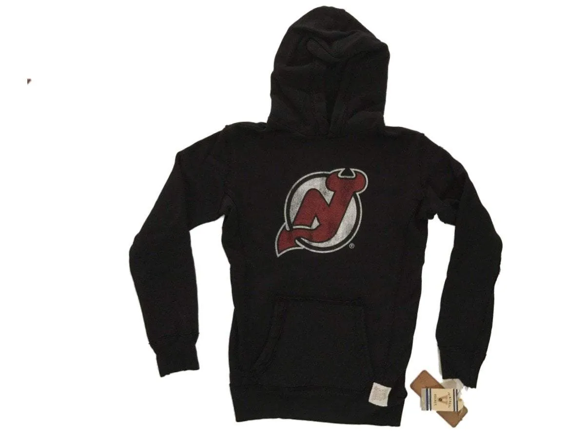 New Jersey Devils Retro Brand Black Fleece Lined Pullover Hoodie Sweatshirt