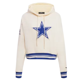 NFL DALLAS COWBOYS RETRO CLASSIC WOMEN'S CROPPED PO HOODIE (EGGSHELL/DODGER BLUE)