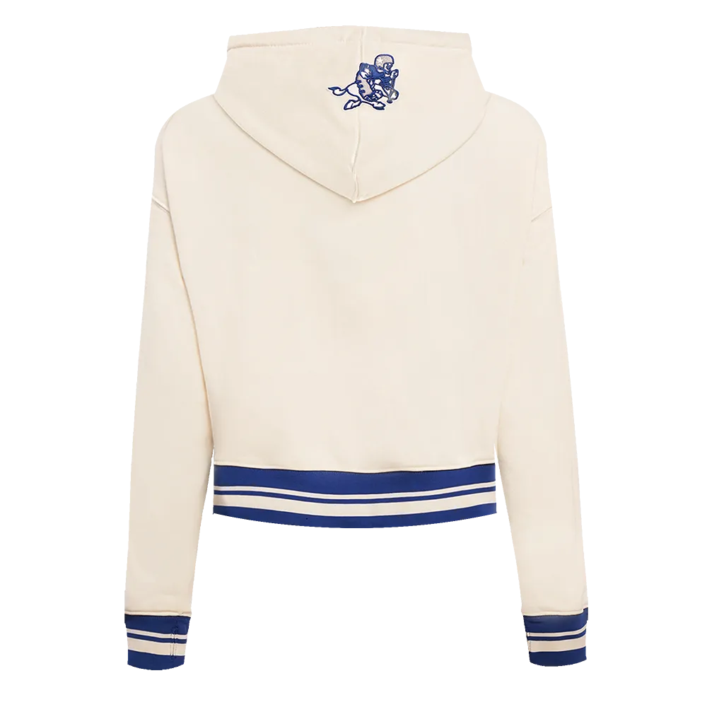 NFL DALLAS COWBOYS RETRO CLASSIC WOMEN'S CROPPED PO HOODIE (EGGSHELL/DODGER BLUE)