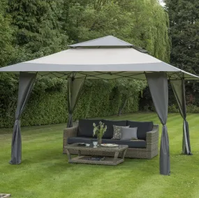 Norfolk Leisure - Pop Up Gazebo Sturdy Heavy Duty 4m x 4m Grey, Taupe and Brown