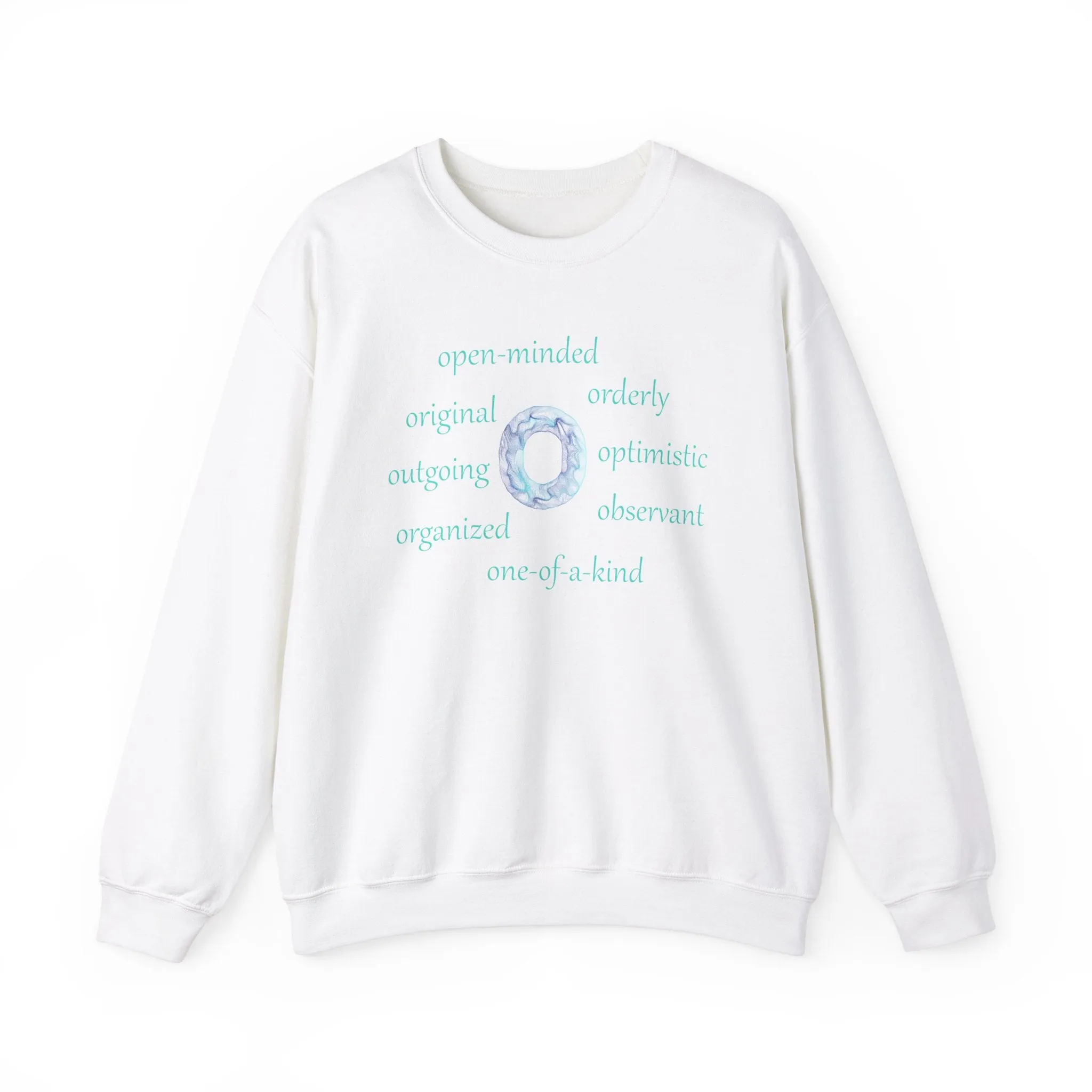 O Alphabet Sweatshirt, Alphabet Initial "O", Motivational, Mental Health, Optimistic Unisex Heavy Blend™ Crewneck Sweatshirt, Self-affirming Sweatshirt