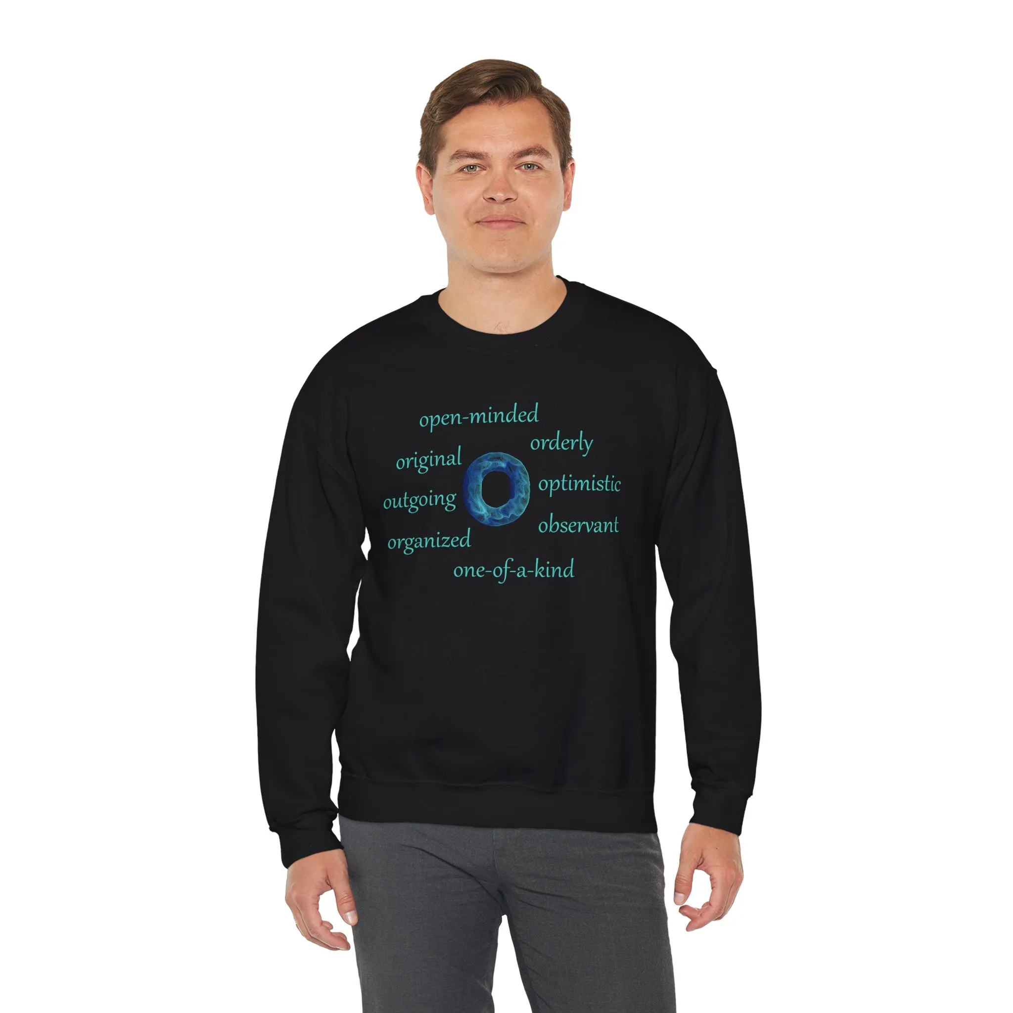 O Alphabet Sweatshirt, Alphabet Initial "O", Motivational, Mental Health, Optimistic Unisex Heavy Blend™ Crewneck Sweatshirt, Self-affirming Sweatshirt