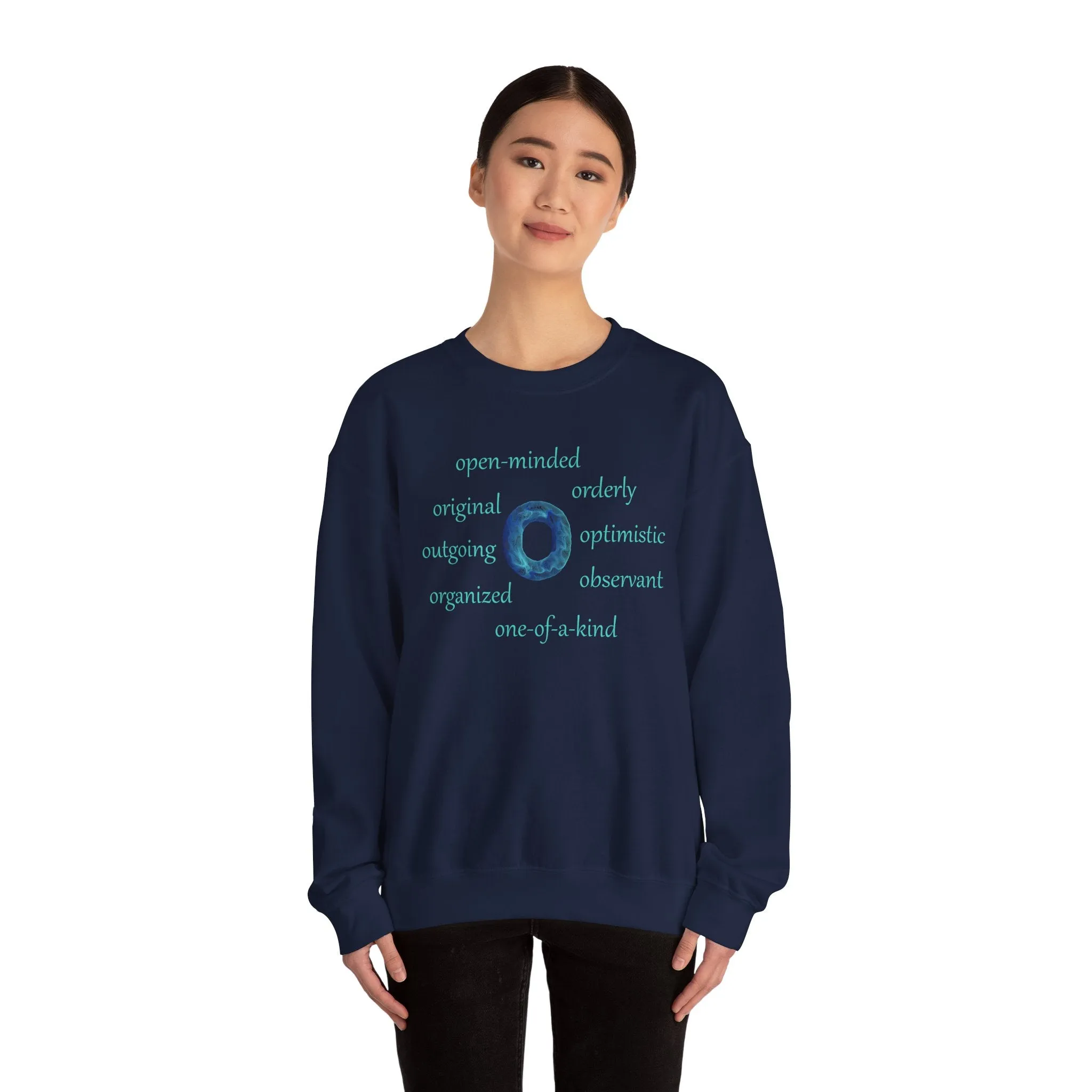 O Alphabet Sweatshirt, Alphabet Initial "O", Motivational, Mental Health, Optimistic Unisex Heavy Blend™ Crewneck Sweatshirt, Self-affirming Sweatshirt