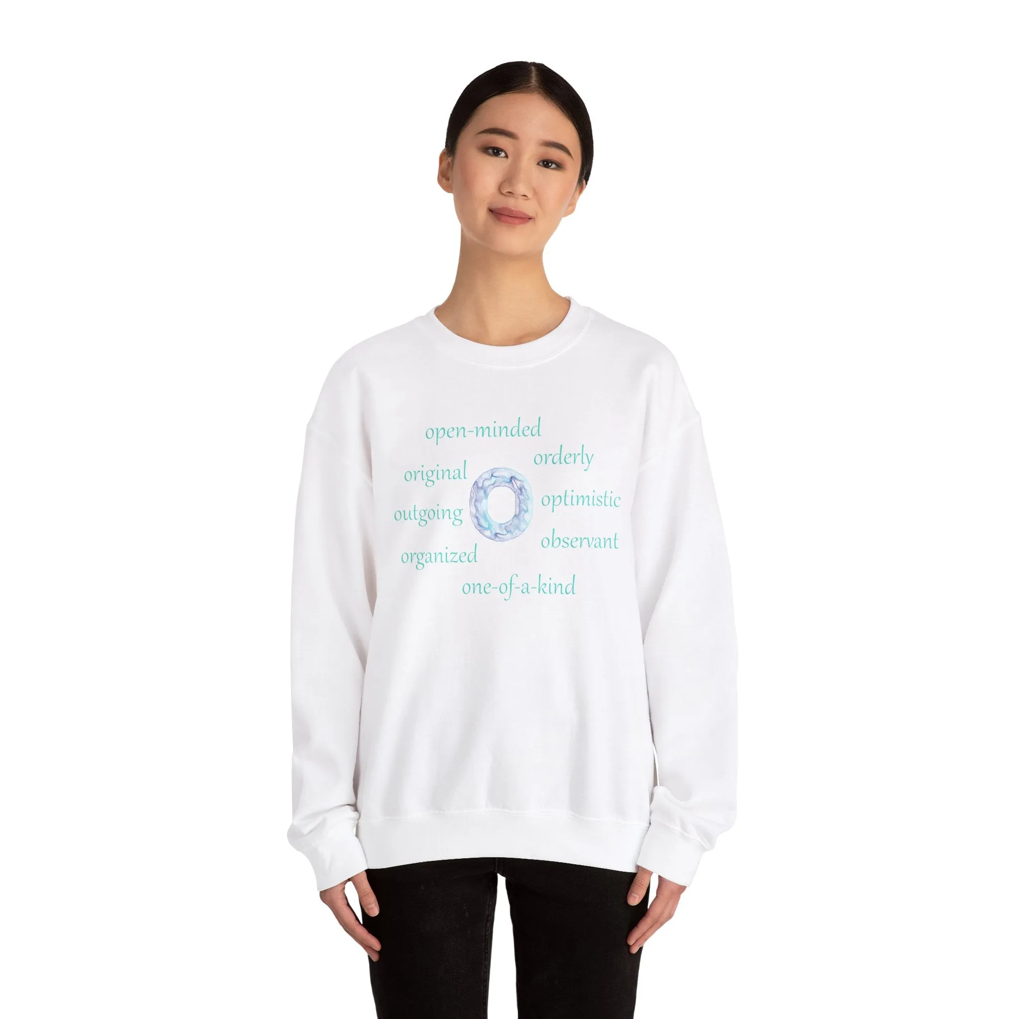 O Alphabet Sweatshirt, Alphabet Initial "O", Motivational, Mental Health, Optimistic Unisex Heavy Blend™ Crewneck Sweatshirt, Self-affirming Sweatshirt