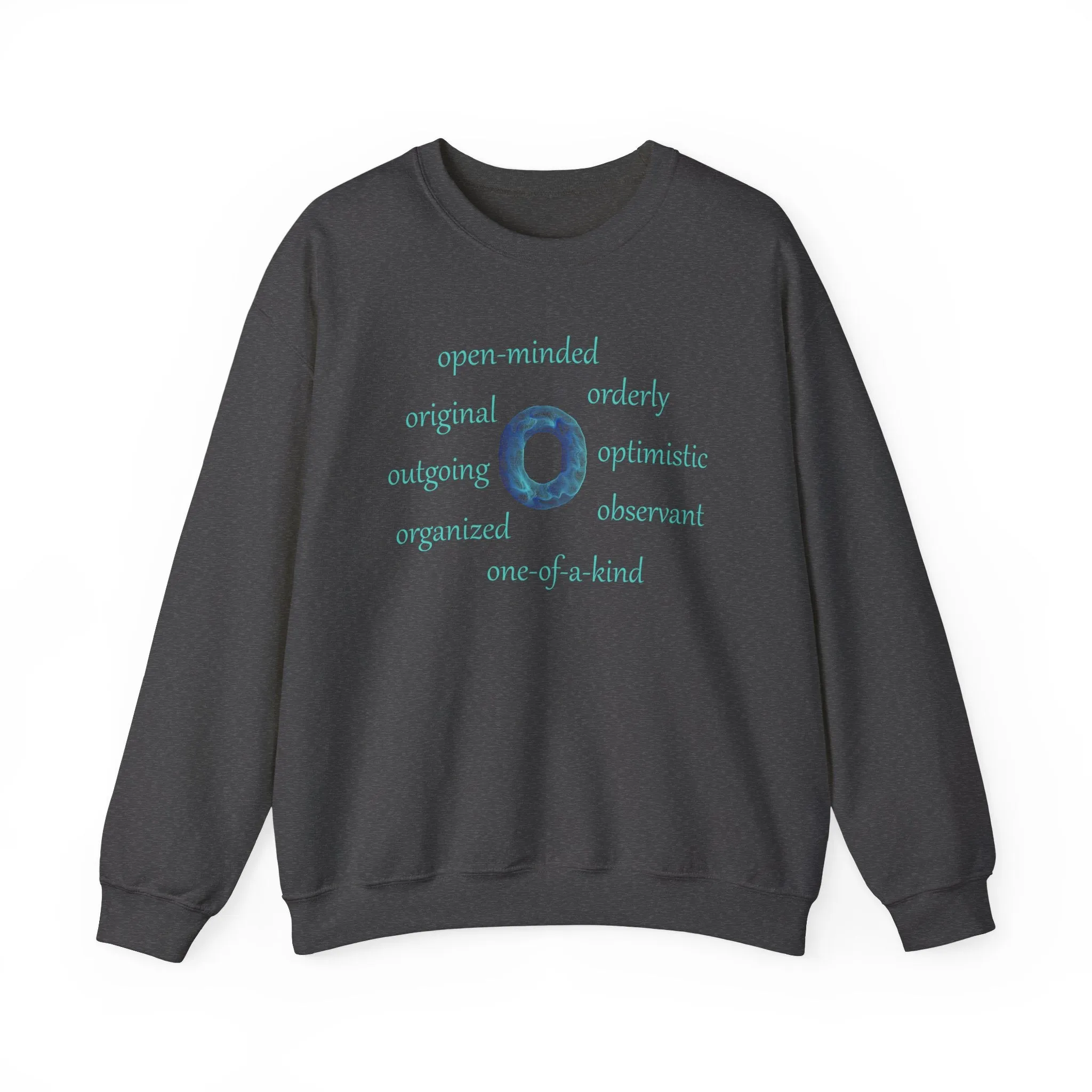 O Alphabet Sweatshirt, Alphabet Initial "O", Motivational, Mental Health, Optimistic Unisex Heavy Blend™ Crewneck Sweatshirt, Self-affirming Sweatshirt