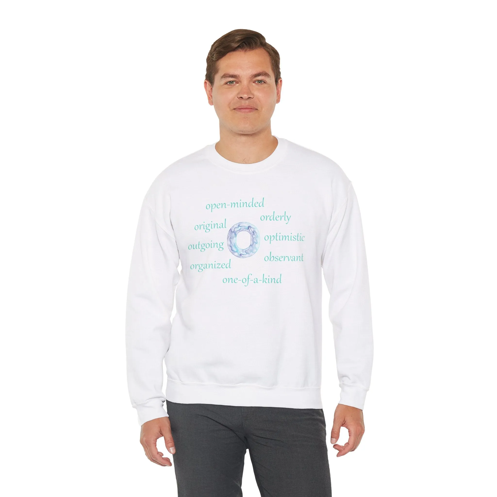 O Alphabet Sweatshirt, Alphabet Initial "O", Motivational, Mental Health, Optimistic Unisex Heavy Blend™ Crewneck Sweatshirt, Self-affirming Sweatshirt