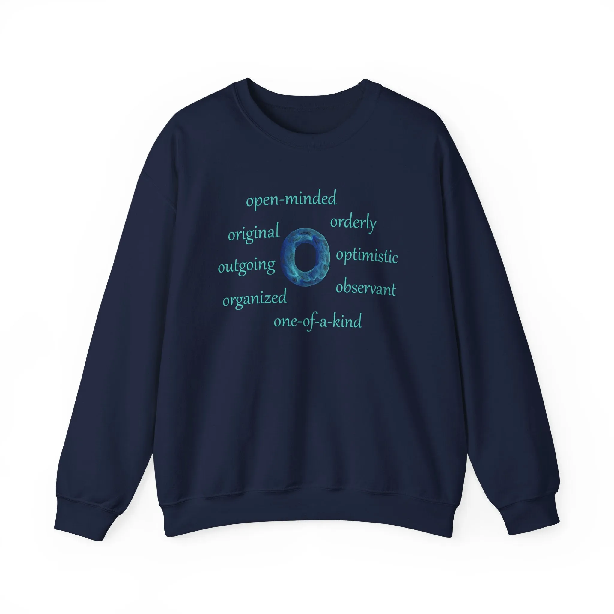 O Alphabet Sweatshirt, Alphabet Initial "O", Motivational, Mental Health, Optimistic Unisex Heavy Blend™ Crewneck Sweatshirt, Self-affirming Sweatshirt