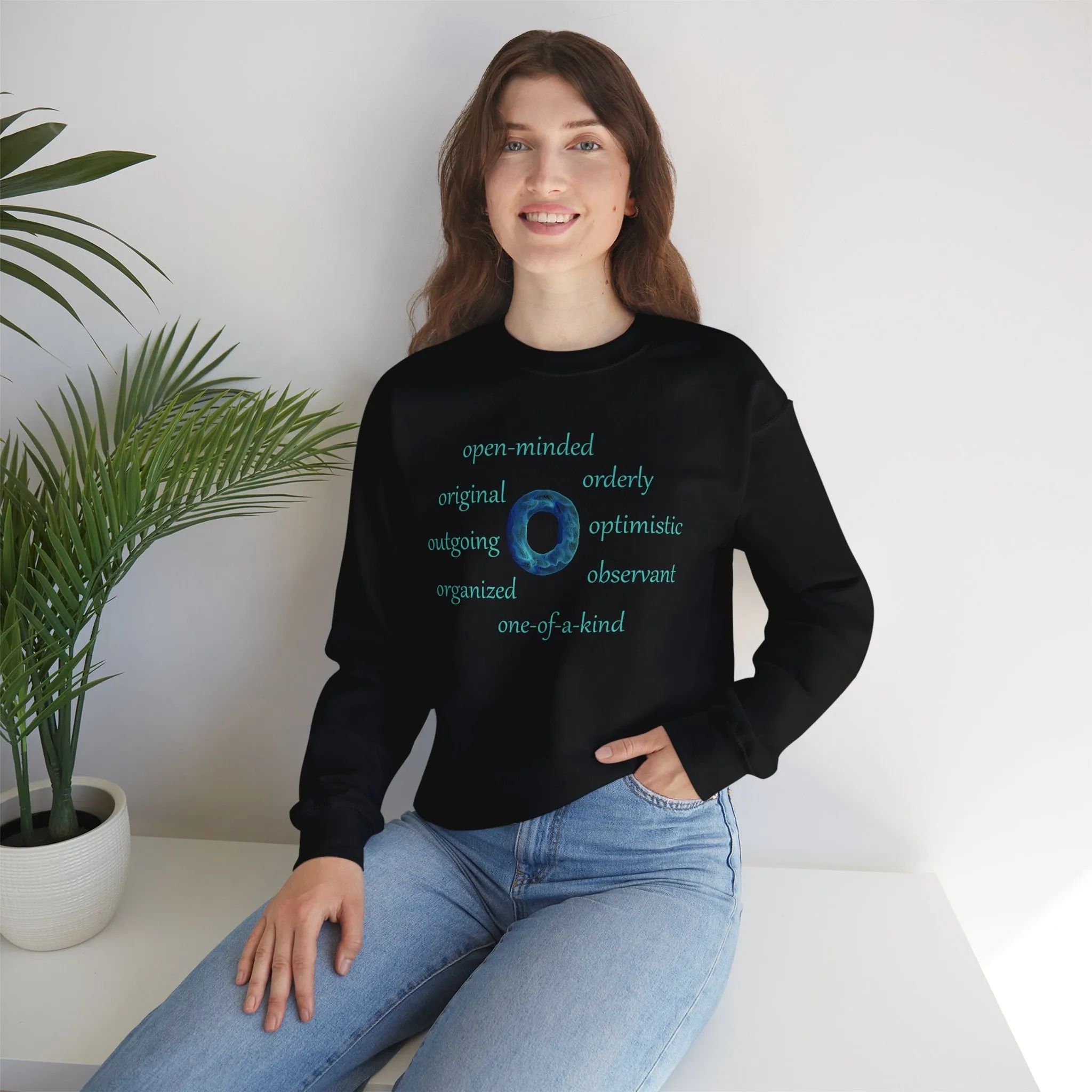 O Alphabet Sweatshirt, Alphabet Initial "O", Motivational, Mental Health, Optimistic Unisex Heavy Blend™ Crewneck Sweatshirt, Self-affirming Sweatshirt